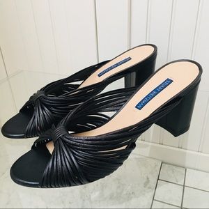 Stuart Weitzman Payton Black Leather Sandals